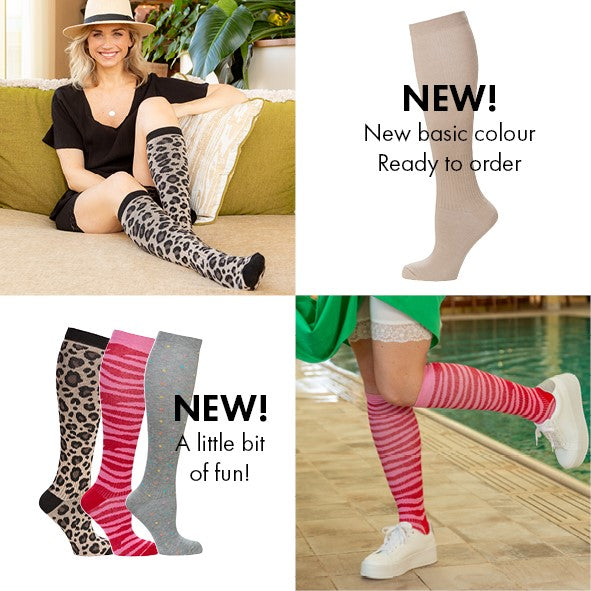 Stödstrumpa Vit, Svart, Beige & Marin från Trofé