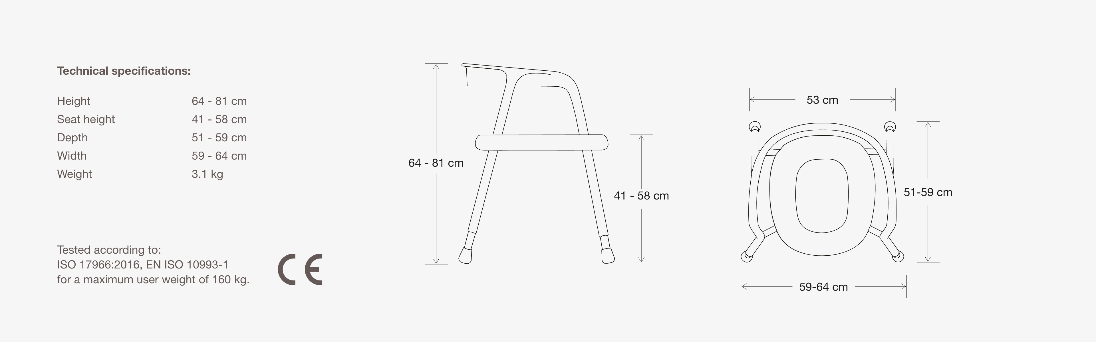 Trustcare Commode Let´s Help Me Fristående toalettförhöjning