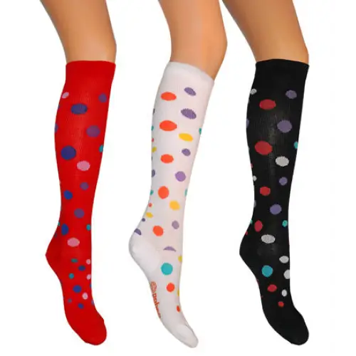 Pahne Cindy Stödknästrumpa - Vit med färgade bubblor / L