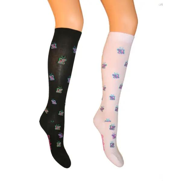 Pahne Cindy Stödknästrumpa - Svart med fjärilar / S 35-37