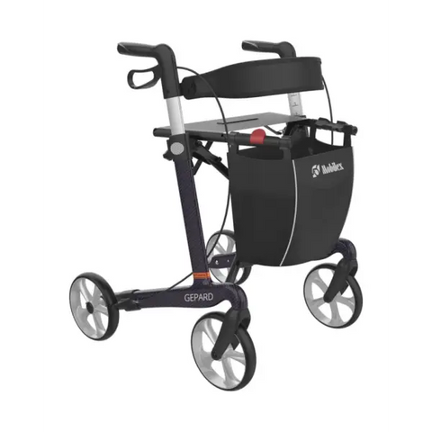 Rollator Gepard i kolfiber - Svart/Lila standard hjul