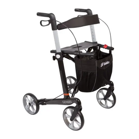 Rollator Gepard i kolfiber - Svart standard hjul