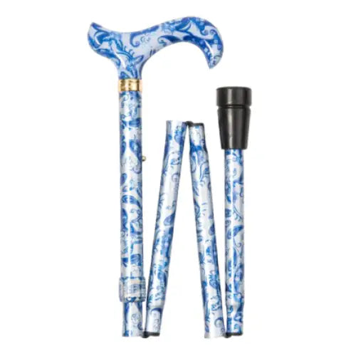Vikbar käpp - Mönstrad vit/blå - Förflyttning - Trygga