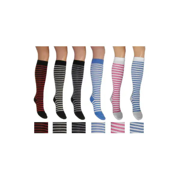 Pahne Cindy Stödknästrumpa - Vit med rosa ränder / S 35-37