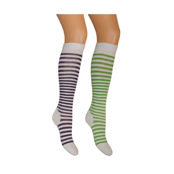 Pahne Cindy Stödknästrumpa - Vit med lila ränder / XL 43-45